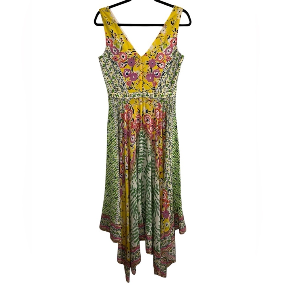SALONI Zuri Silk Dress Handkerchief Hem Size US6/UK10 - Picture 8 of 13